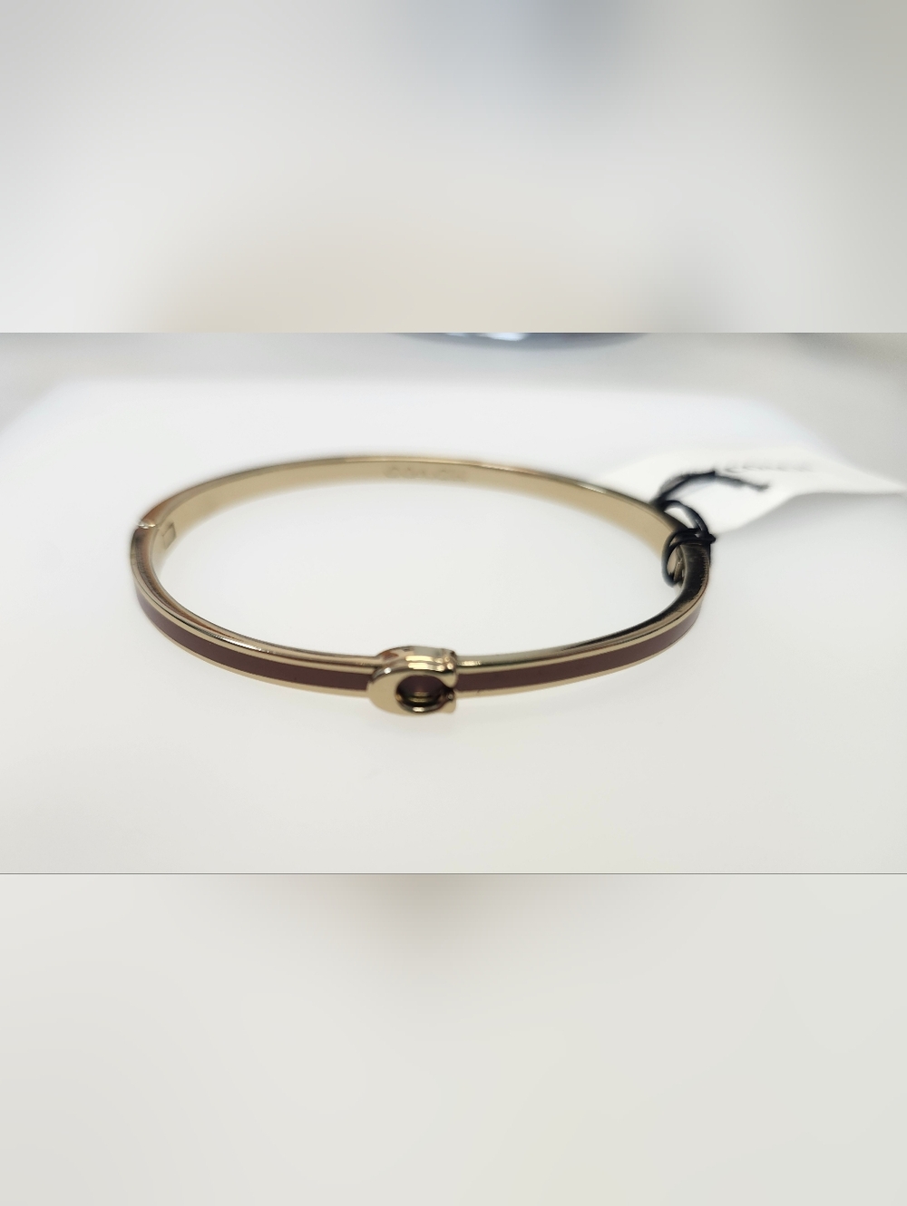 NWT Coach Brown/Gold-Tone Signature C Enamel Bangle Bracelet - Picture 2 of 6